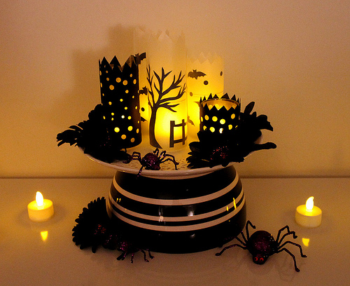 đèn nến, làm cốc đựng nến, huyền bí, Halloween