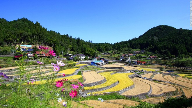 Ini Tanada (Hiroshima): Ini có tới hơn 320 ruộng bậc thang, với khu ruộng cổ nhất có từ 500 năm trước. Chỉ dùng nước tự nhiên từ các thung lũng, gạo của Ini Tanada nổi tiếng về độ thơm ngon. Làng thường xuyên tổ chức các cuộc thi cấy để giữ gìn các phương pháp trồng lúa truyền thống.
