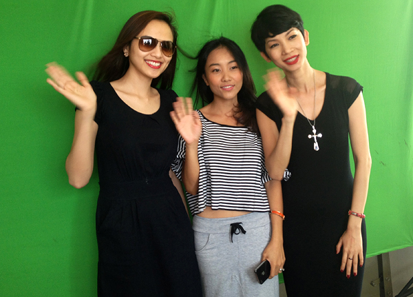 Diễm Hương rạng ngời về nhan sắc khi ghi hình cùng ca sĩ Đoan Trang và người mẫu Xuân Lan.