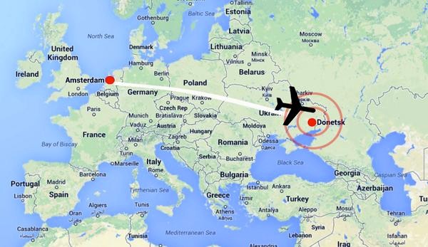 Lộ trình của chuyến bay MH17 trước khi nó rơi. Ảnh: Twitter