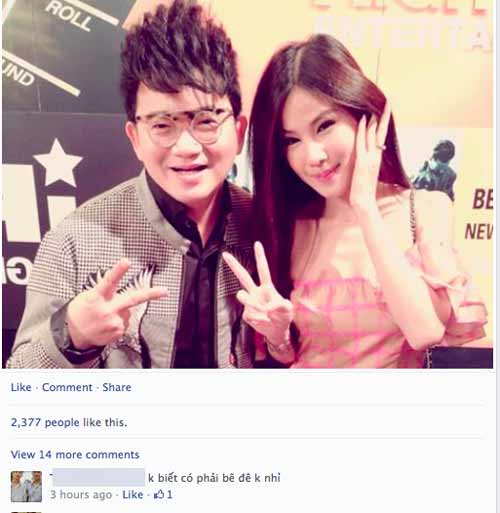 &#10;Trang cá nhân của hotgirl người Thái không thiếu những comment thiếu lịch sự như thế này bằng tiếng Việt (Ảnh chụp từ facebook)