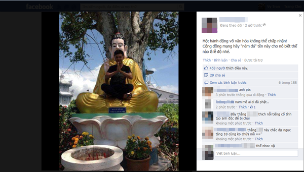 Phẫn nộ bức ảnh nam thanh niên ngồi lên tượng Phật 2