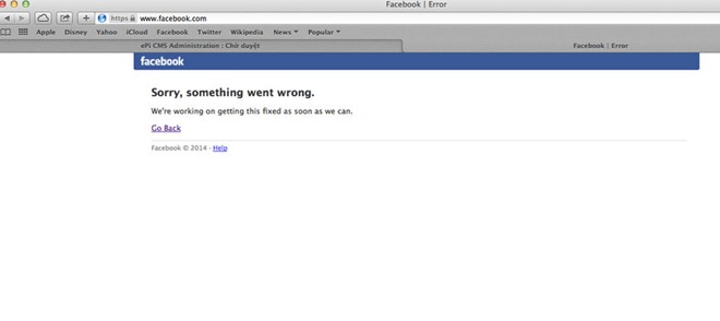 Hình ảnh chụp màn hình khi truy cập Facebook hiện tại.