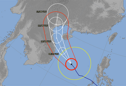Dự báo bão Haiyan của Nhật. Ảnh: .jma.go.jp