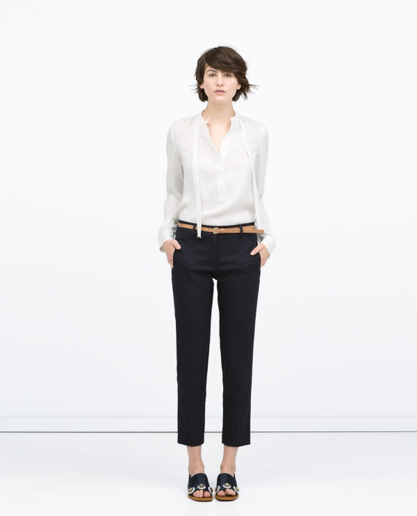 Image 1 of FLOCK DOTS BELTED TROUSERS from Zara 
