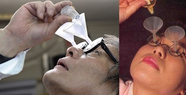 Kính nhỏ thuốc mắt: Với chiếc kính này, bạn sẽ không phải lo thuốc sẽ nhỏ ra ngoài.