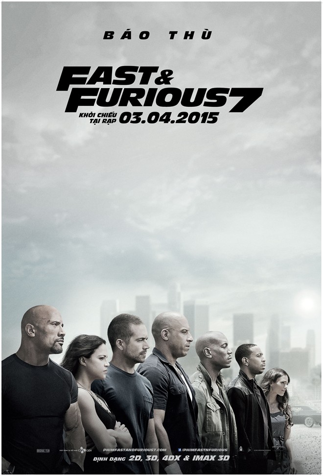Fast &amp; Furious 7 khởi chiếu từ ngày 3/4.