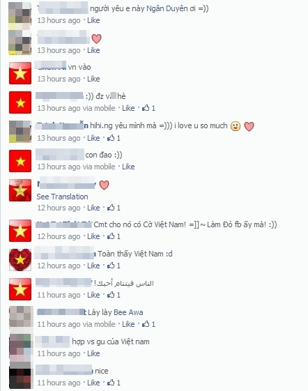 &#10;Facebook của chàng trai người Ả - rập ngập tràn những comment bằng tiếng Việt (Ảnh chụp từ facebook)