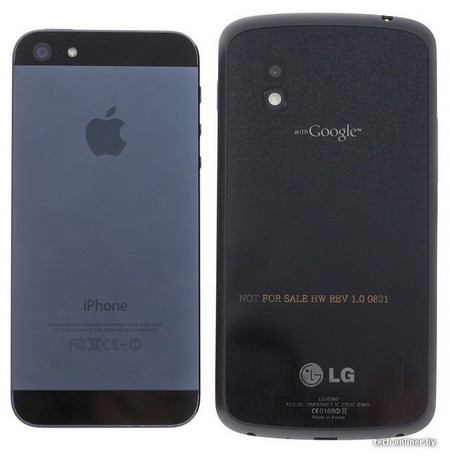 Mặt sau của LG Nexus và iPhone 5