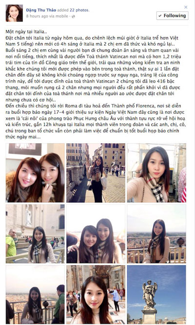  Choáng với status đầy lỗi chính tả trên Facebook Hoa hậu Đặng Thu Thảo 