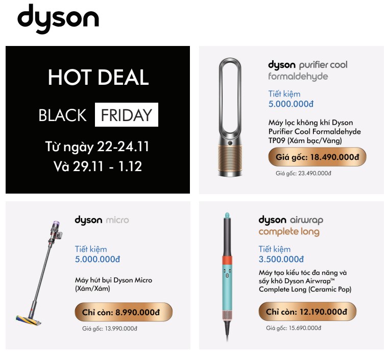 Loạt sản phẩm Dyson đáng chú ý trong dịp Black Friday