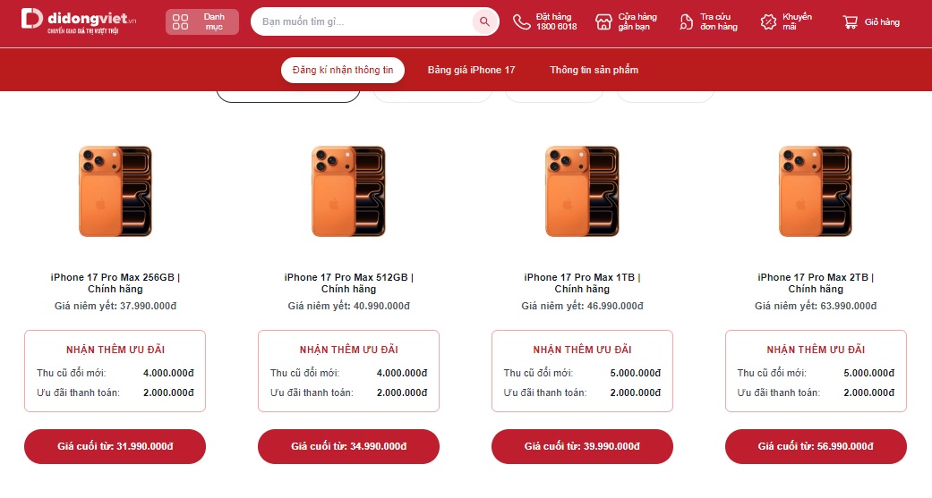 iPhone 17 và iPhone Air ra mắt, Di Động Việt mở đăng ký nhận thông tin sớm