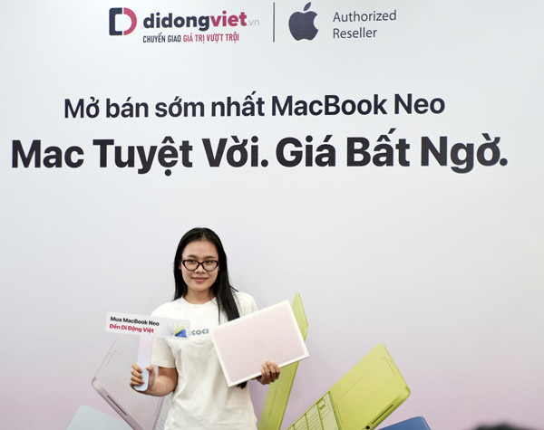 Học sinh – sinh viên mua MacBook Neo tại Di Động Việt: Giá từ 15,29 triệu đồng, cơ hội trúng iPhone 17e