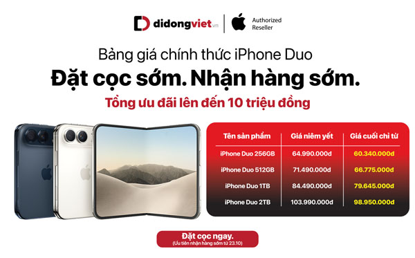 Di Động Việt chính thức nhận đặt trước iPhone Duo